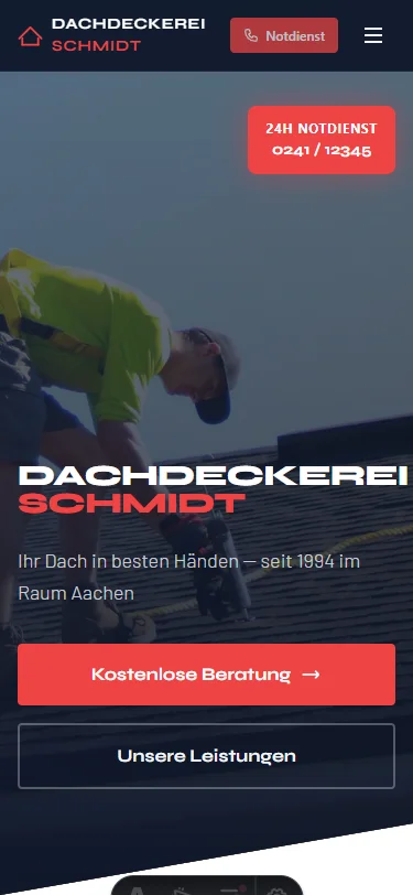 Mobile Ansicht Dachdeckerei Schmidt