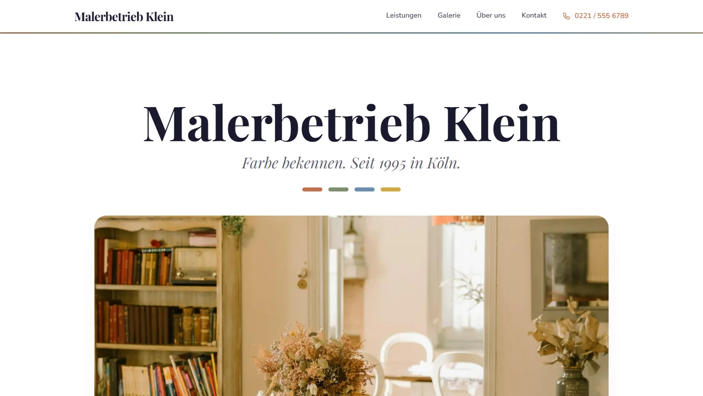 Beispiel-Website Malerbetrieb — Farbe bekennen seit 1995